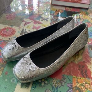 NEW Silver Tory Burch Ballet Flat